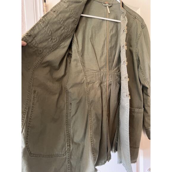 Free People Military-style Passenger Jacket Small Moss Green Fashion Long Coat - Picture 7 of 16